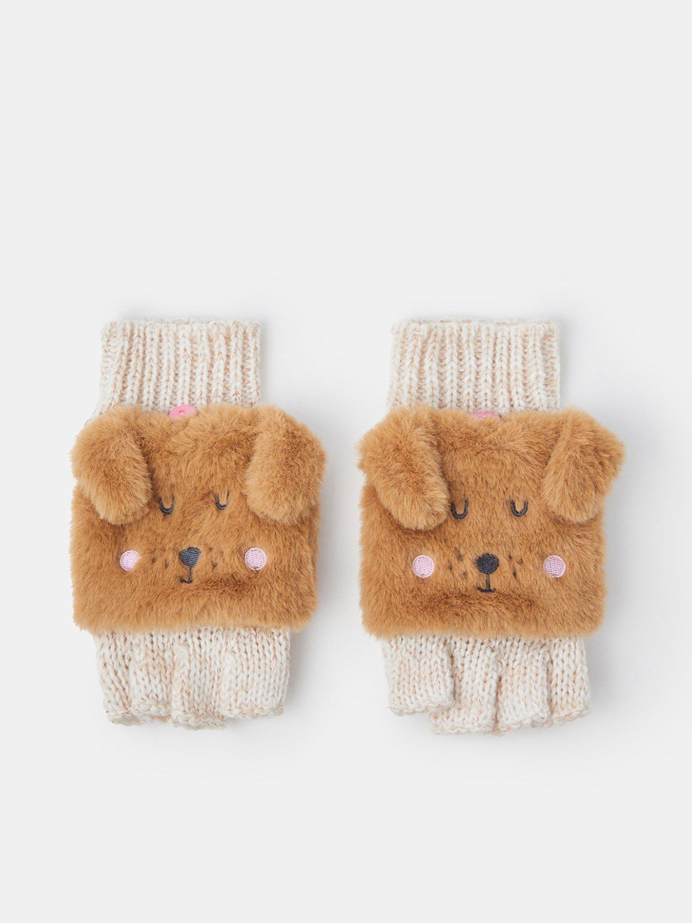 undefined Girls Sausage Dog Capped Gloves - Brown