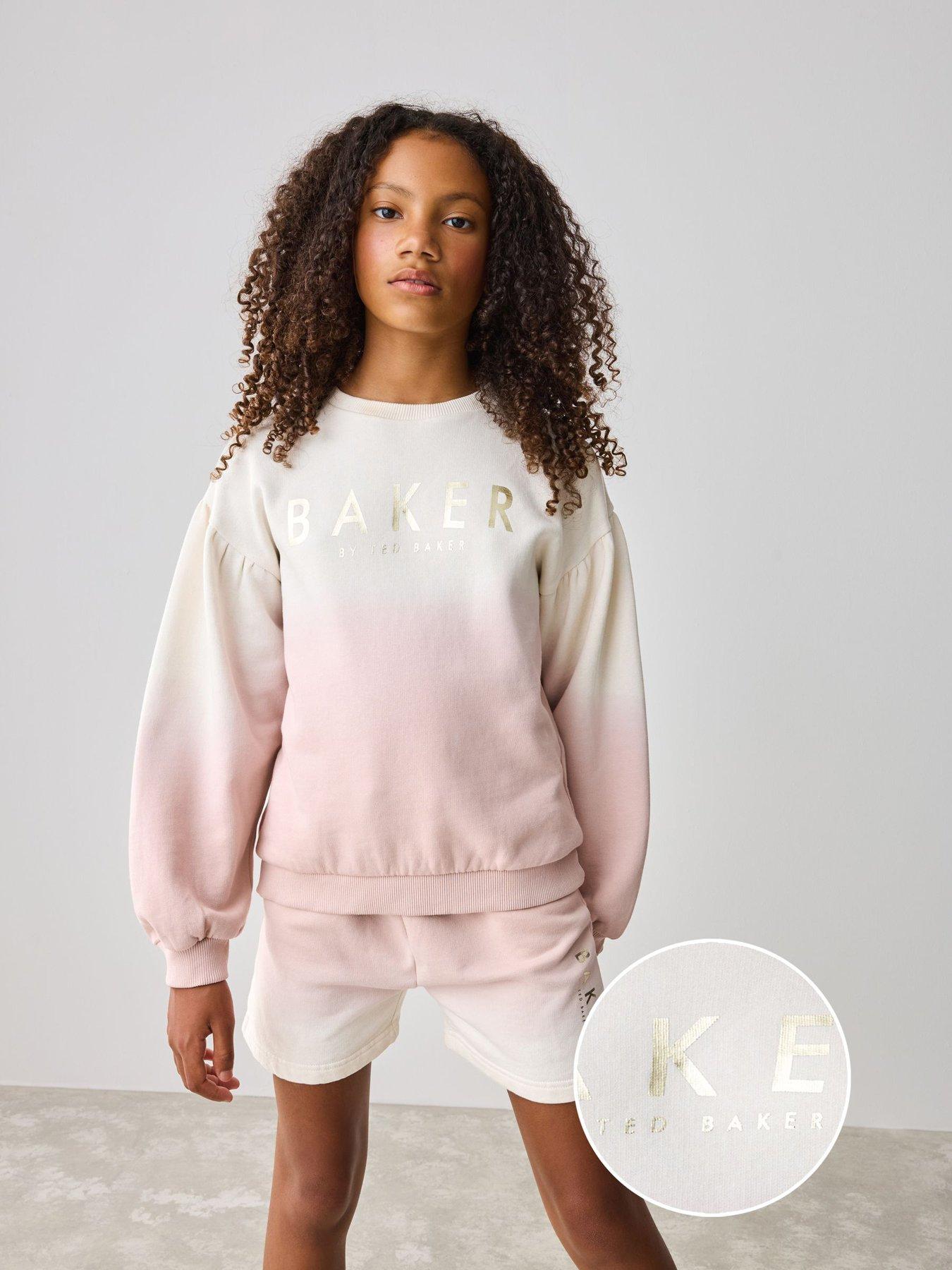 Ted Baker Girls Dip Dye Sweat Top And Shorts Set - Pink
