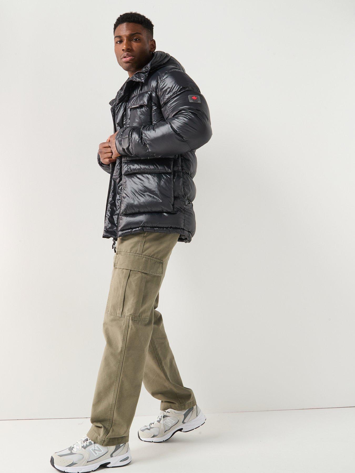 Image 3 of 6 of Zavetti Canada Onix Padded Shine Logo Parka Coat - Black