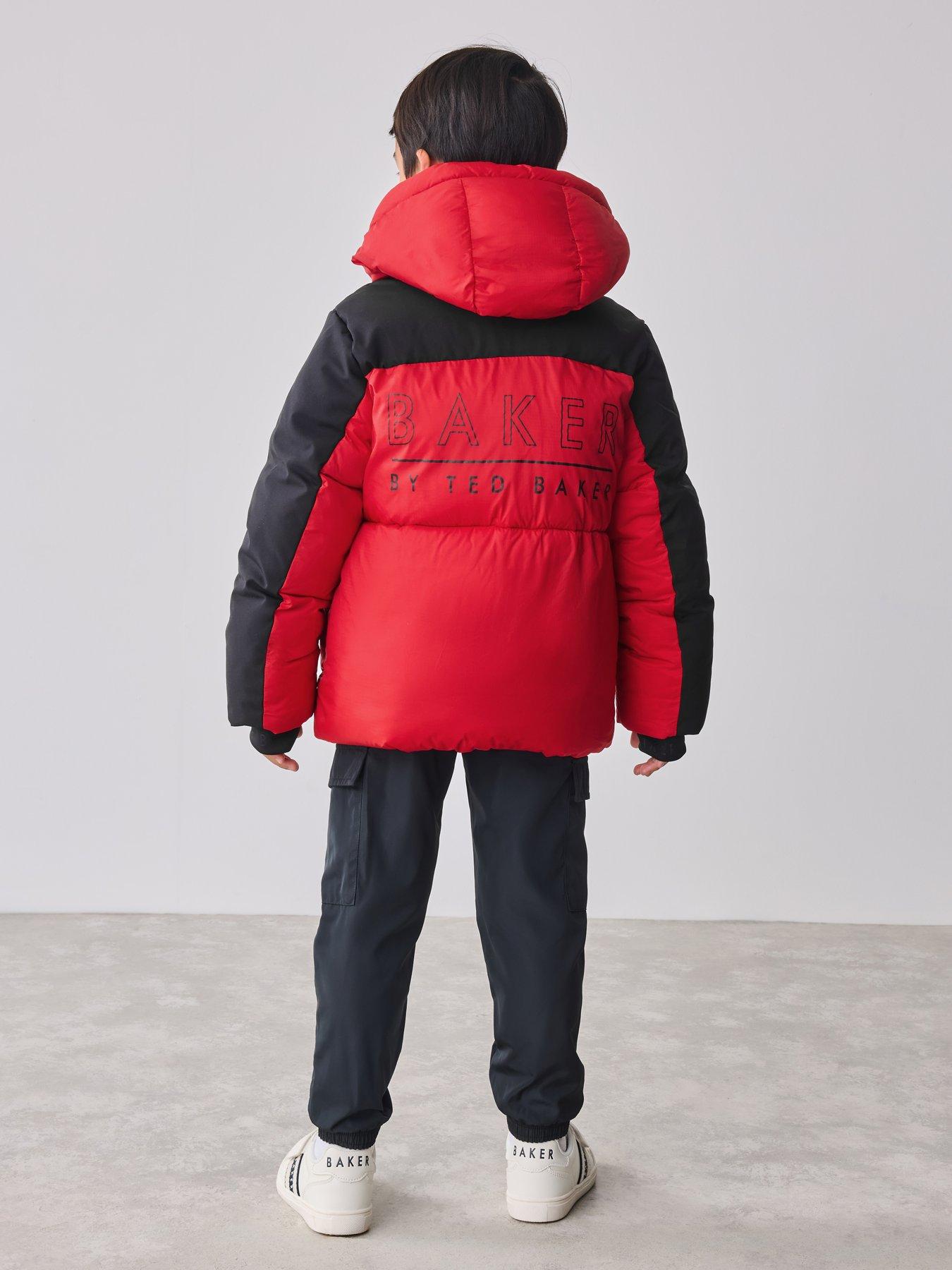  image of ted-baker-boys-colourblock-coat--red