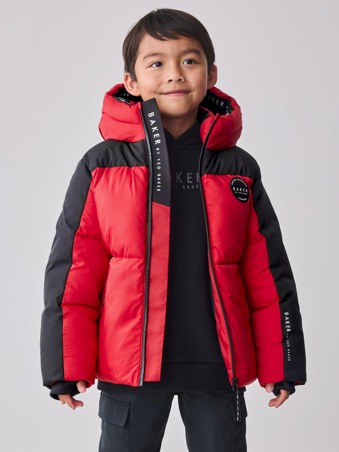  image of ted-baker-boys-colourblock-coat--red