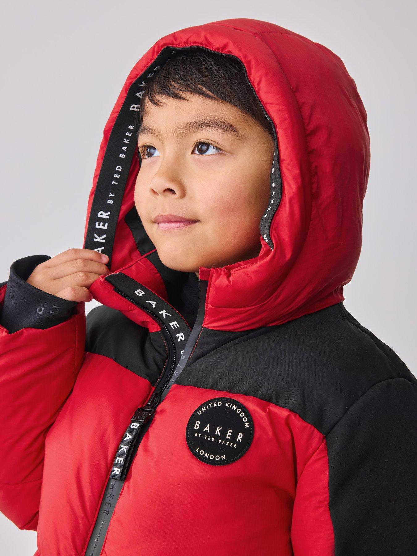  image of ted-baker-boys-colourblock-coat--red