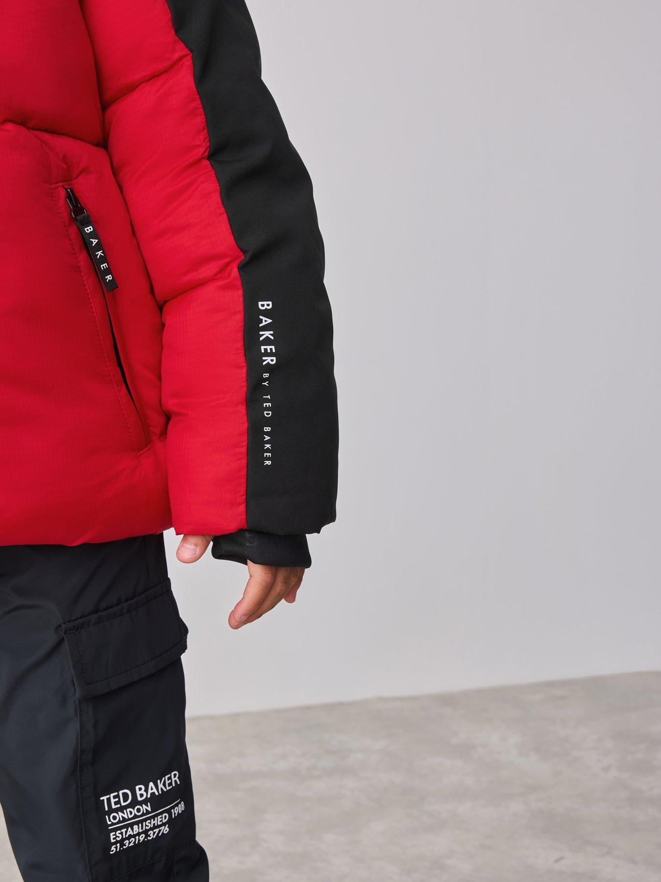  image of ted-baker-boys-colourblock-coat--red