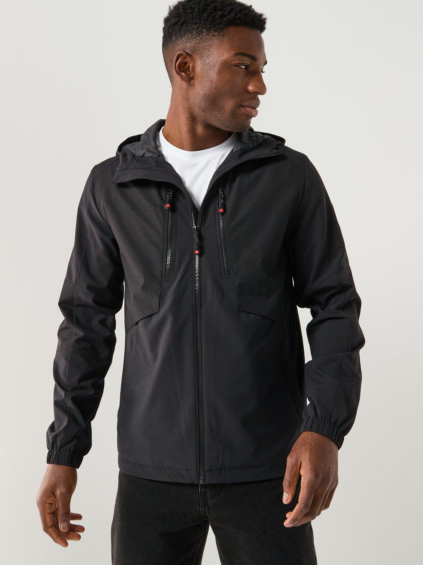 front image of zavetti-canada-temito-hooded-windbreaker-jacket-black