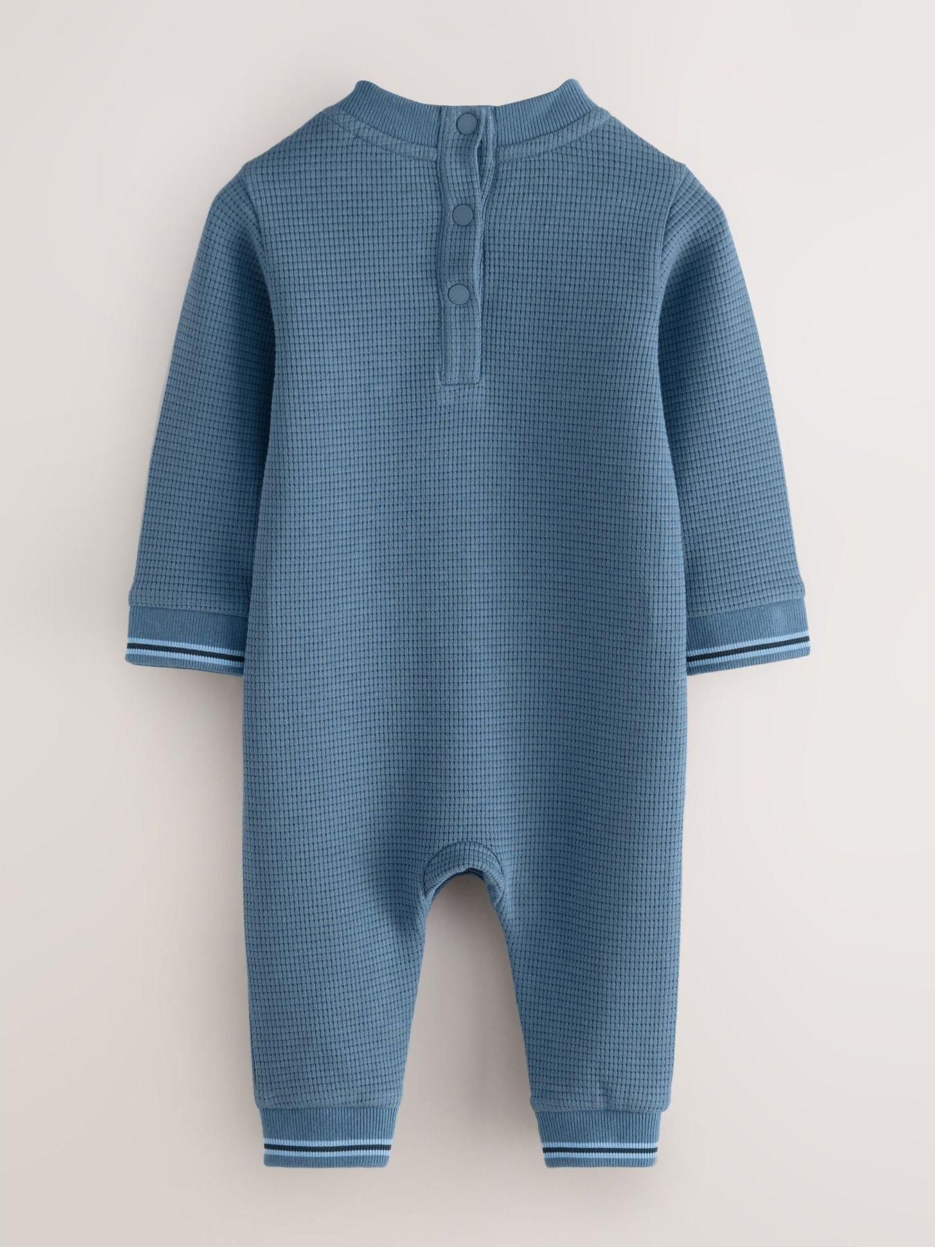 Image 2 of 5 of Ted Baker Baby Boys Textured Rompersuit - Blue