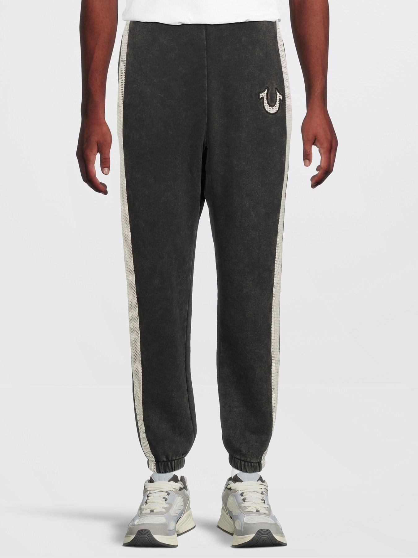 Image 1 of 5 of TRUE RELIGION True Religion Mesh Inset Cuffed Joggers - Black