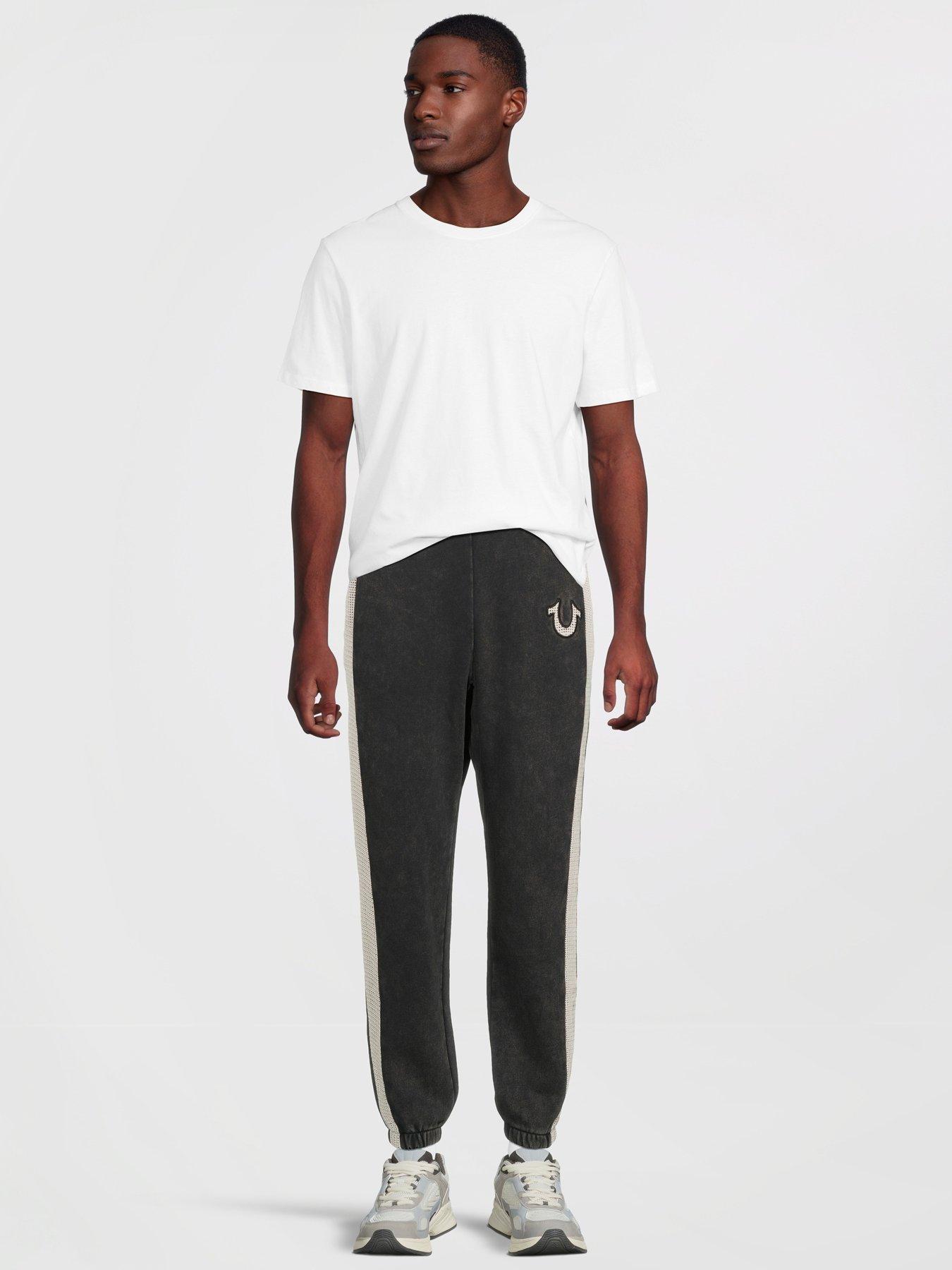  image of true-religion-mesh-inset-cuffed-joggers-black