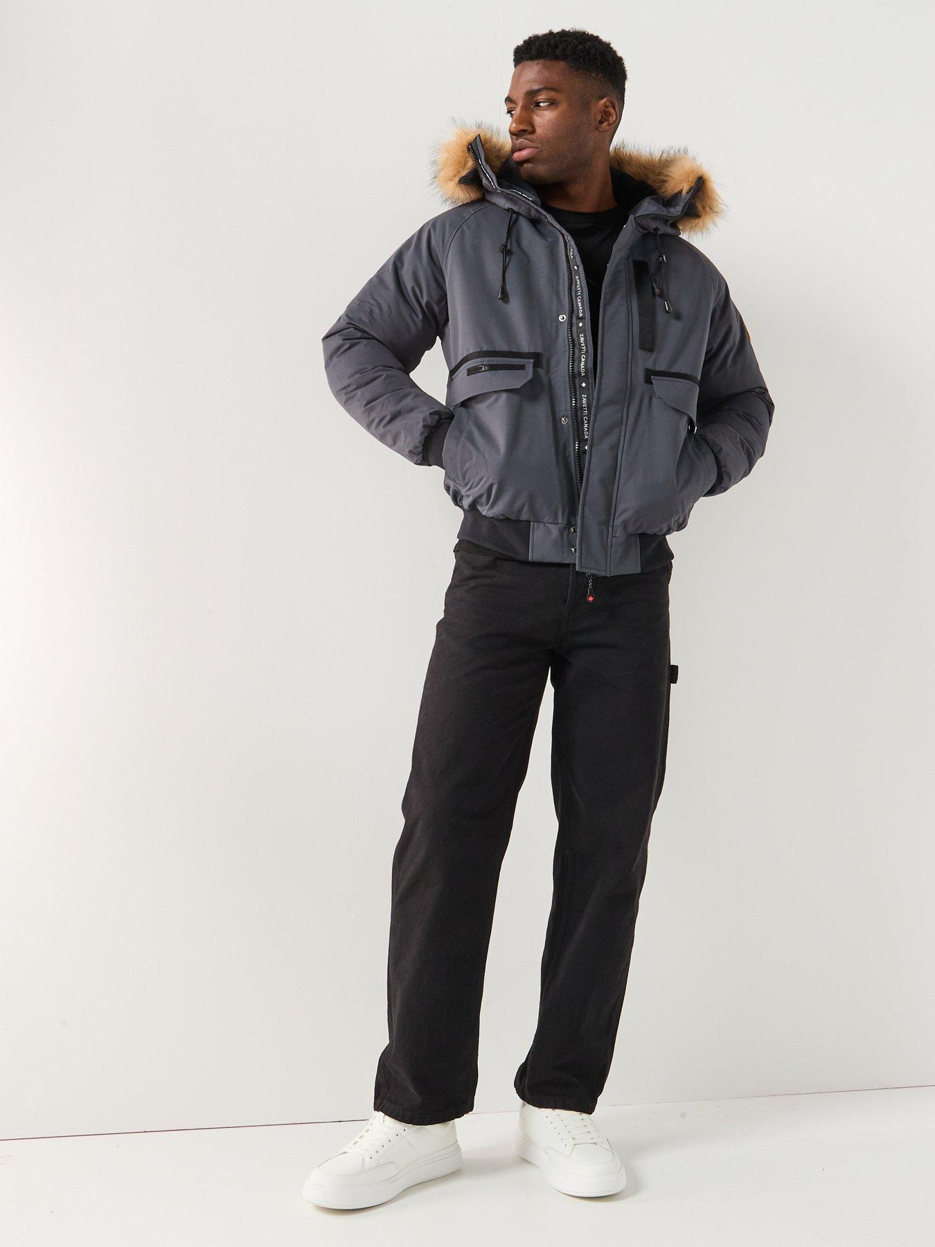  image of zavetti-canada-abelli-hooded-20-bomber-jacket-dark-grey