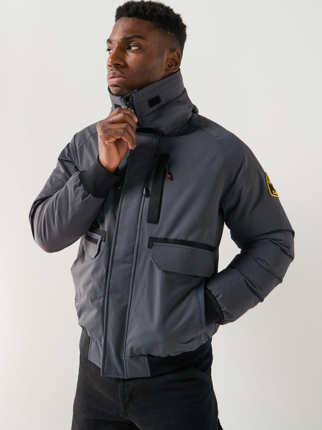  image of zavetti-canada-abelli-hooded-20-bomber-jacket-dark-grey
