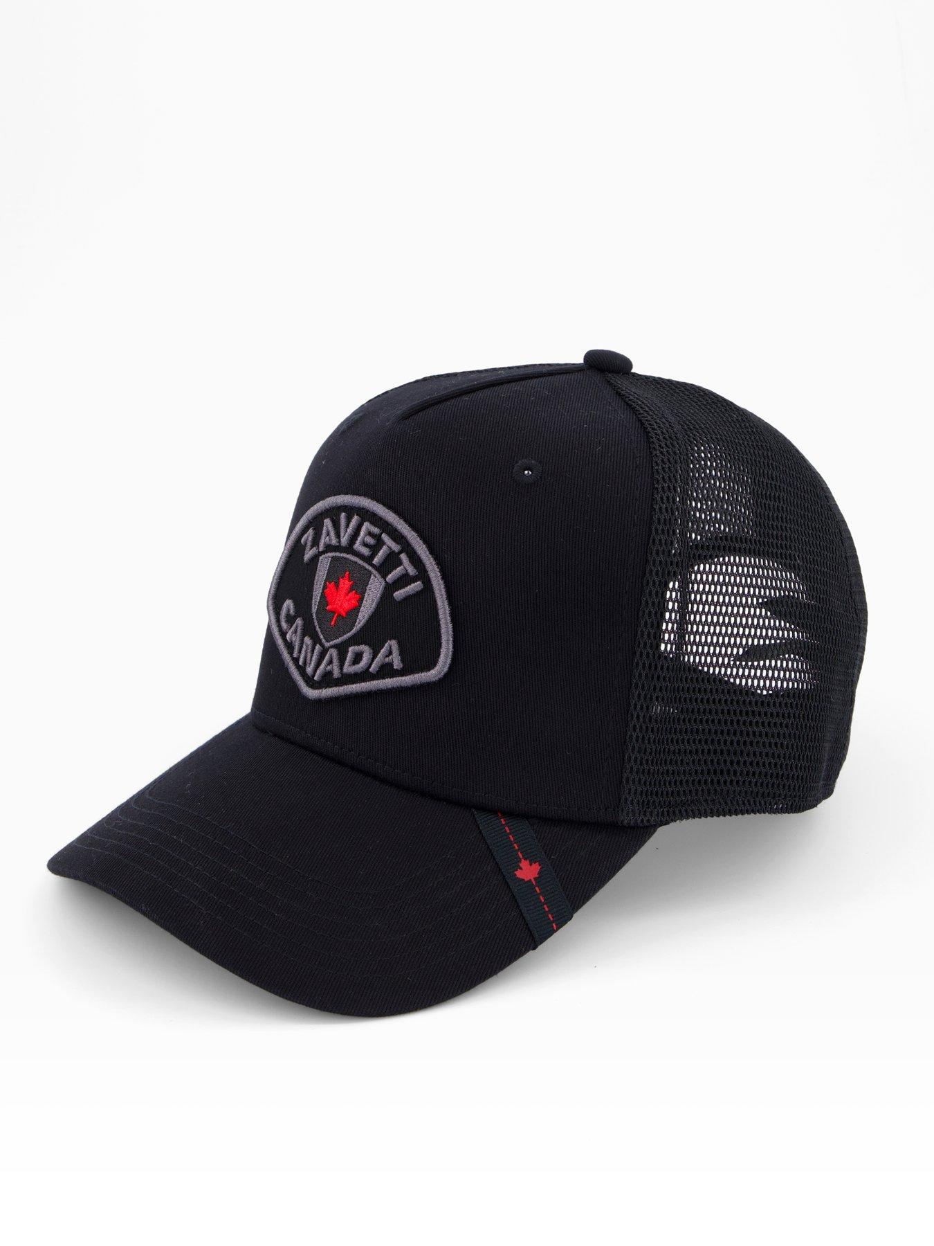 back image of zavetti-canada-picton-mesh-trucker-cap-black