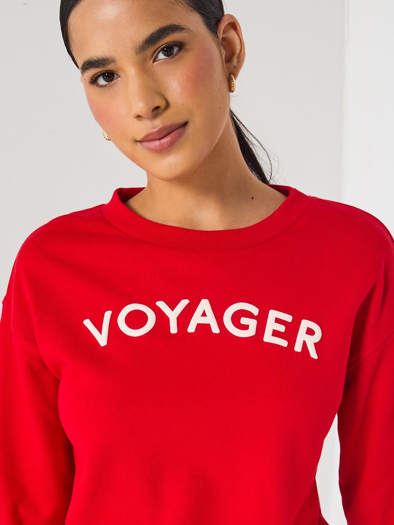 Image 4 of 6 of PIECES Foya Long Sleeve Voyager Jersey Sweatshirt - Red - Multi