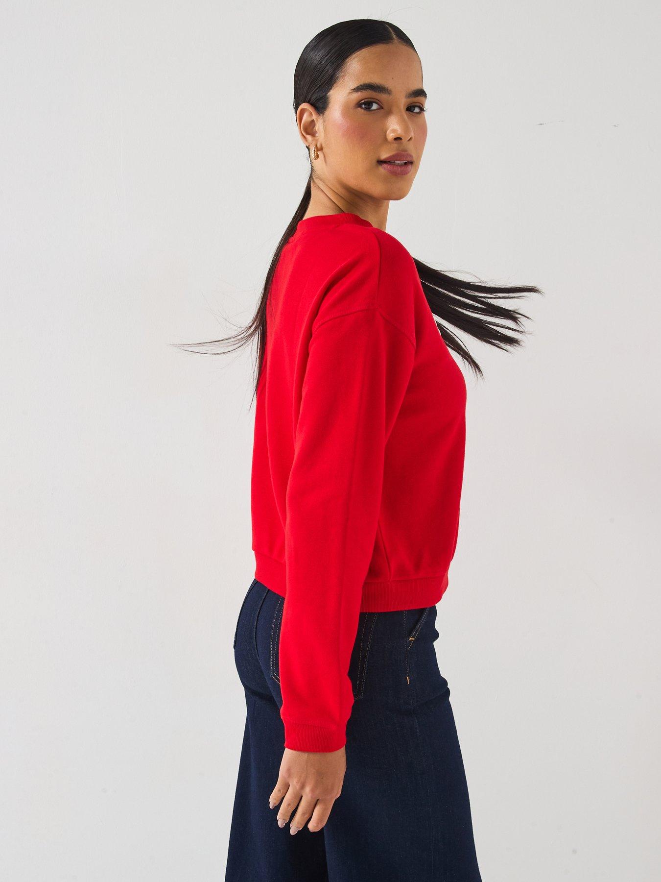 Image 6 of 6 of PIECES Foya Long Sleeve Voyager Jersey Sweatshirt - Red - Multi