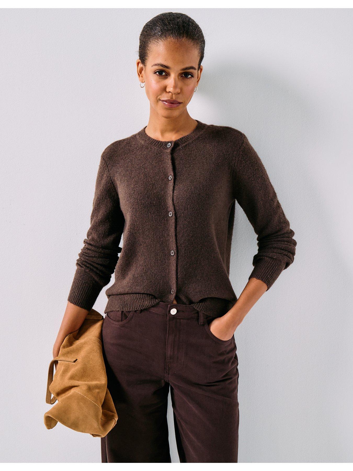 pieces-malou-long-sleeve-knit-cardigan-brown