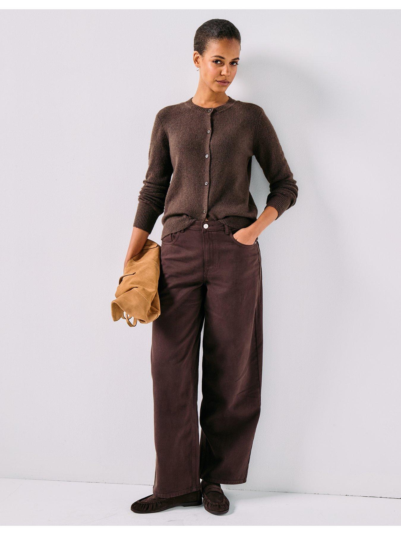  image of pieces-malou-long-sleeve-knit-cardigan-brown