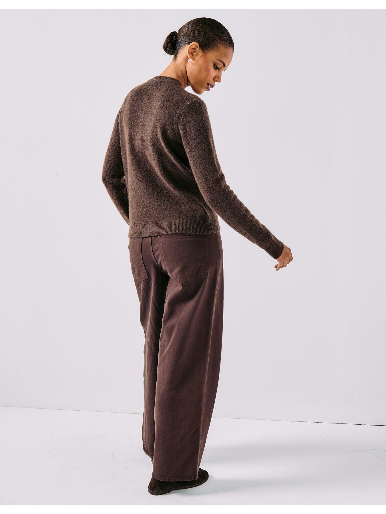  image of pieces-malou-long-sleeve-knit-cardigan-brown