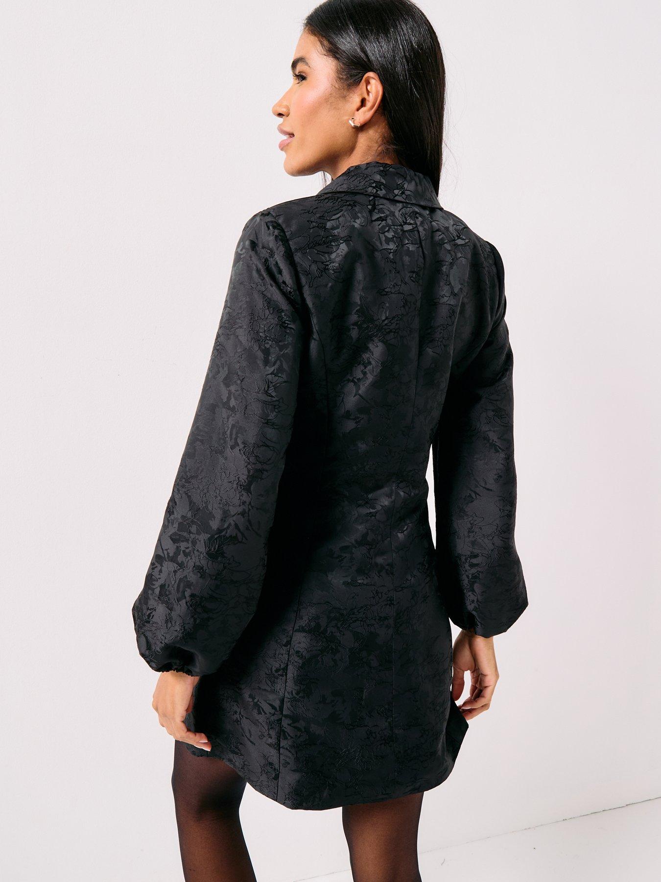 Image 2 of 6 of PIECES Maria Jaquard Blazer Dress - Black