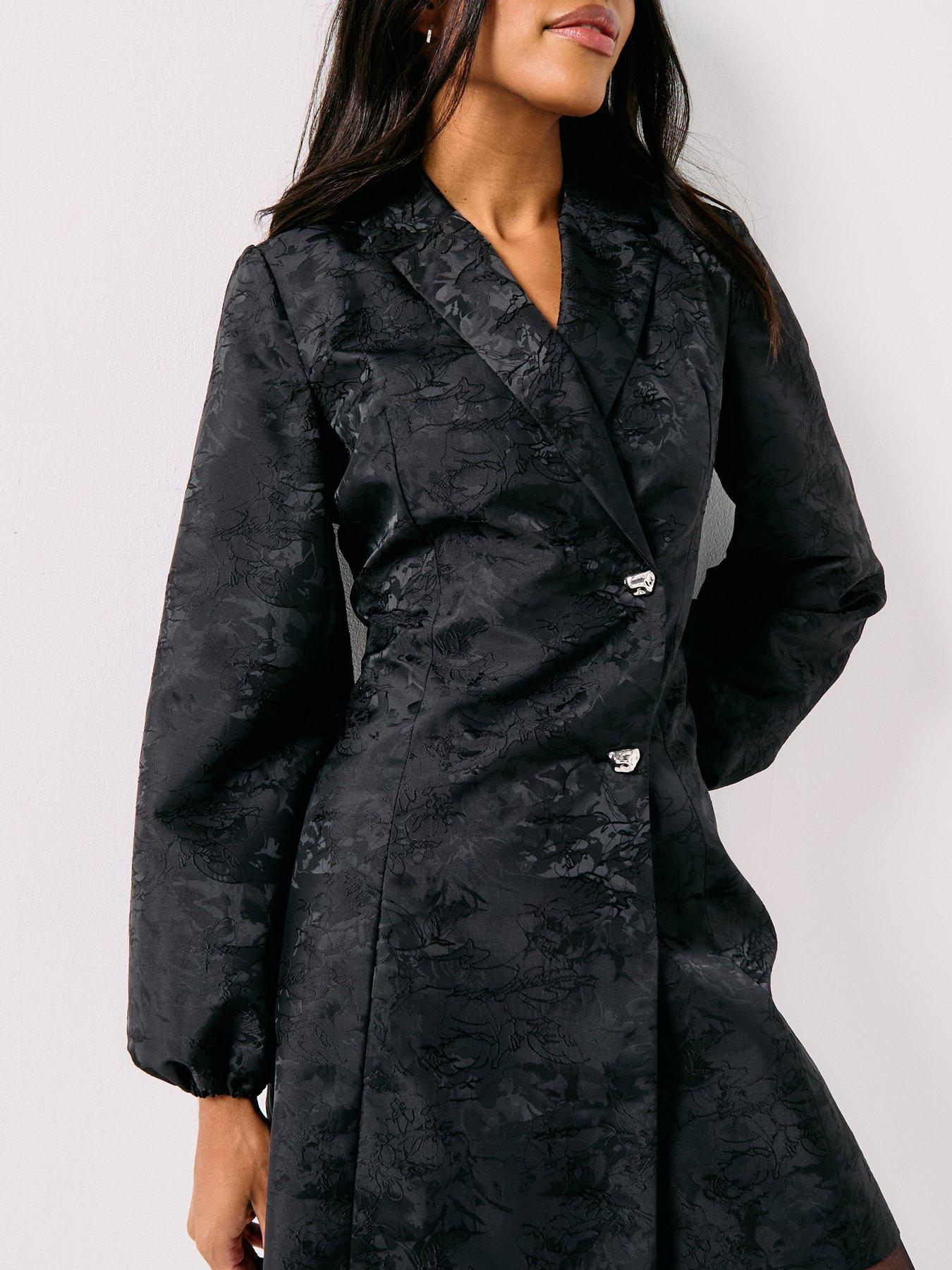 Image 5 of 6 of PIECES Maria Jaquard Blazer Dress - Black
