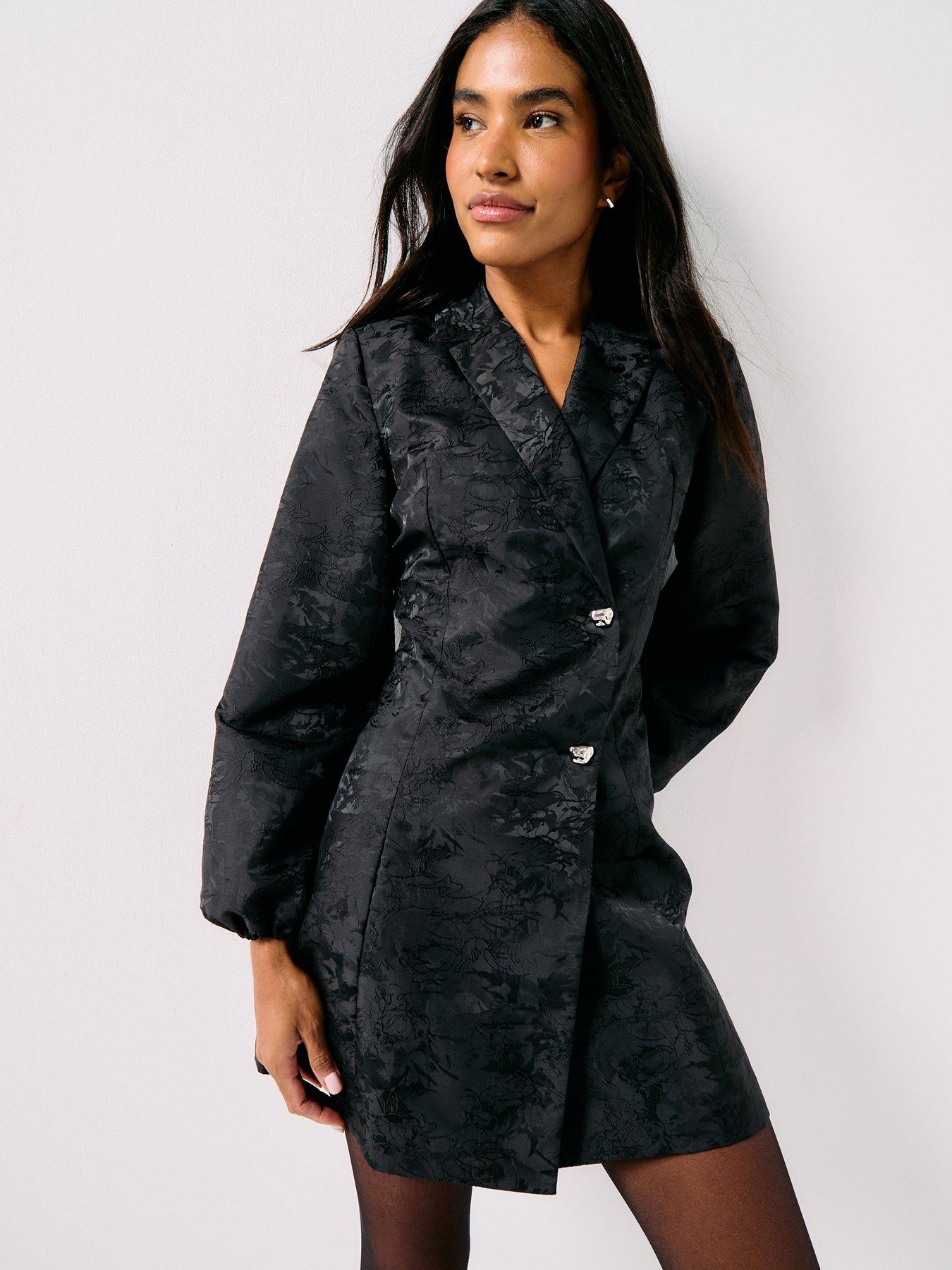 Image 6 of 6 of PIECES Maria Jaquard Blazer Dress - Black