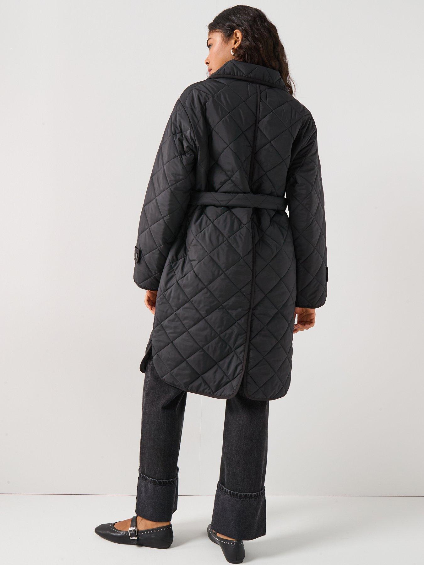 Image 2 of 5 of PIECES Long Quilted Jacket - Black