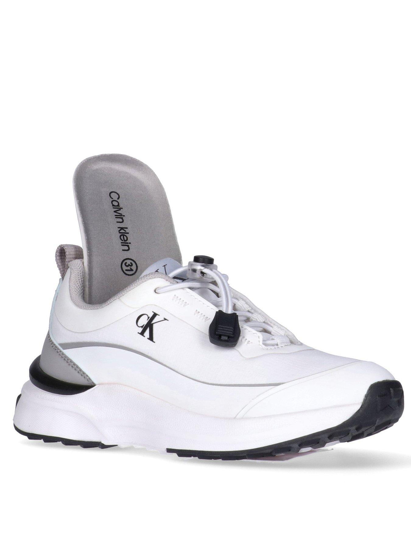 Image 2 of 6 of Calvin Klein Jeans Boys Low Cut Lace-Up Trainers - White