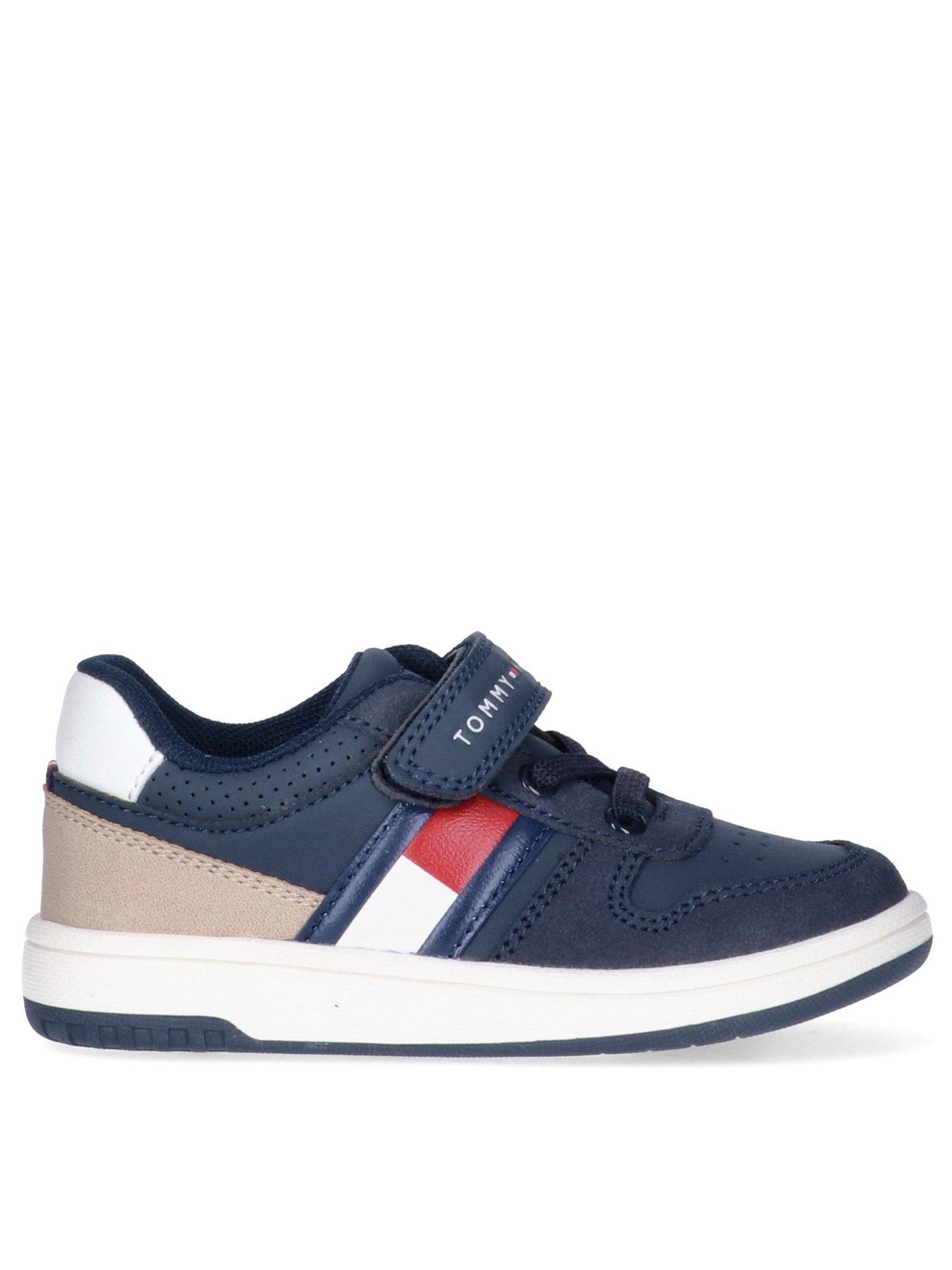 Tommy Hilfiger Boys Flag Low Cut Lace-Up/Velcro Trainers - Blue
