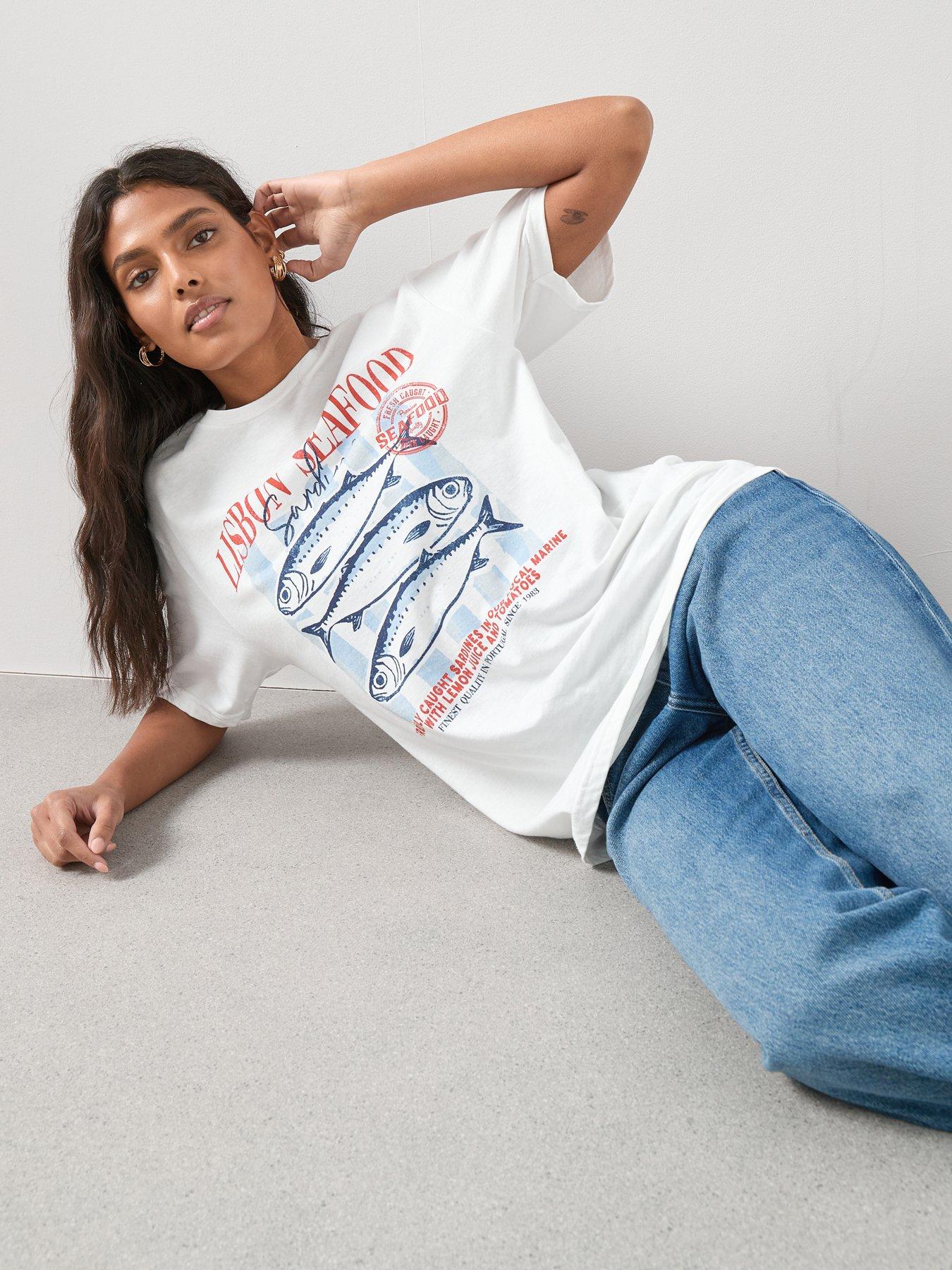 undefined Sardine Oversized Graphic T-Shirt - White