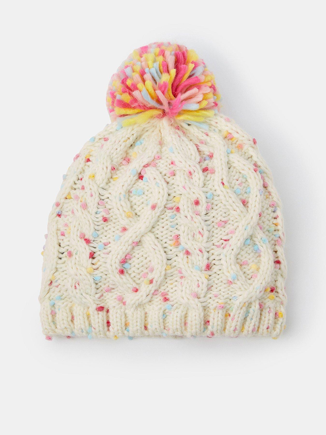 undefined Girls Cable Knit Sprinkles Hat - Light Cream