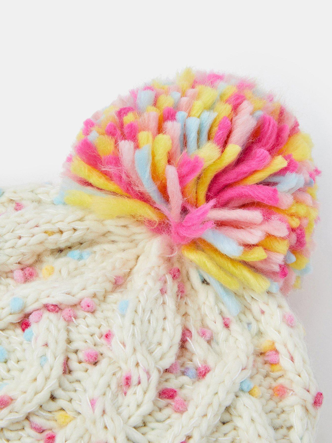 Image 2 of 2 of Accessorize Girls Cable Knit Sprinkles Hat - Light Cream