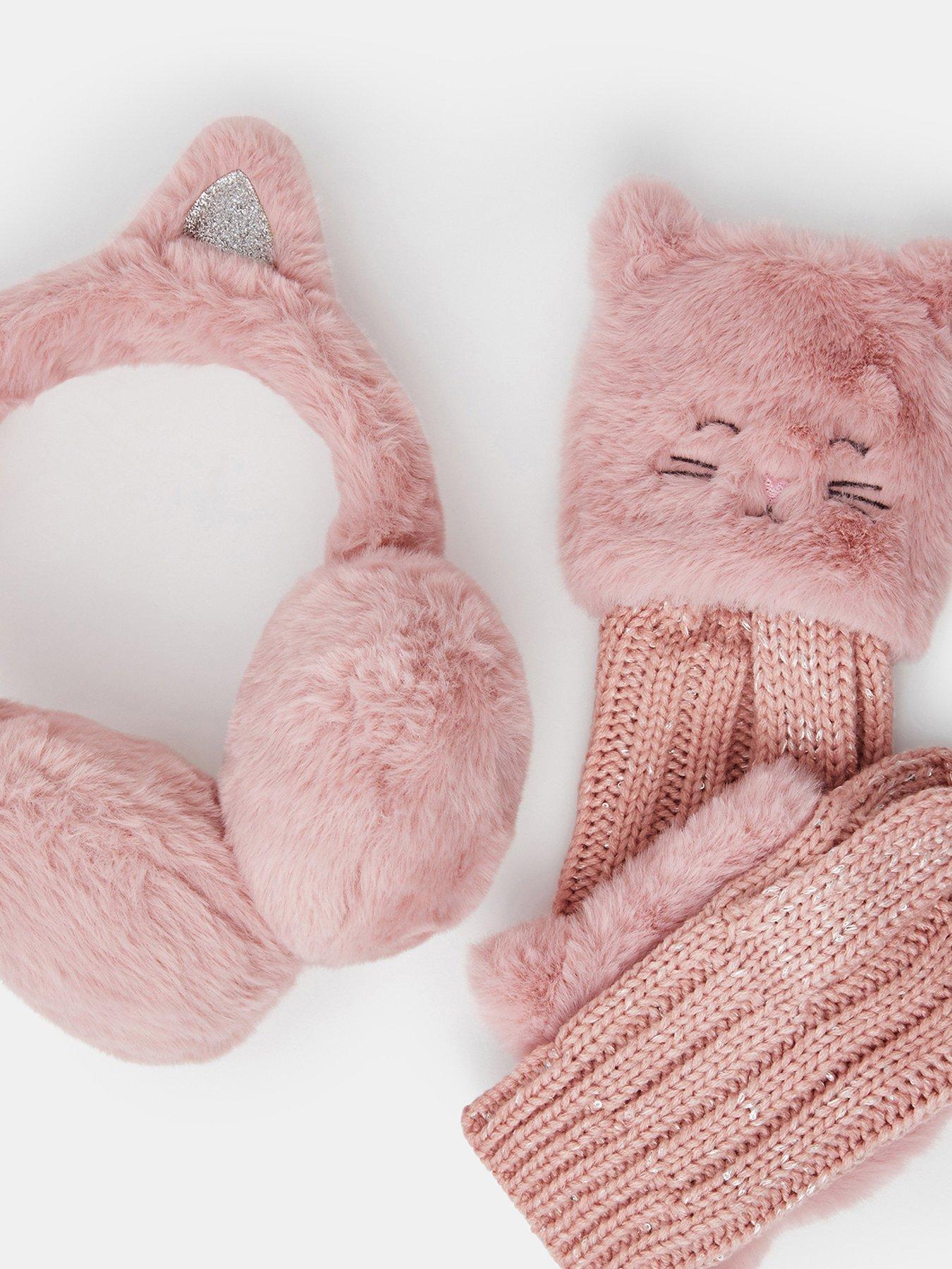 Image 2 of 2 of Accessorize Girls Cat Earmuff And Glove Set - Pink