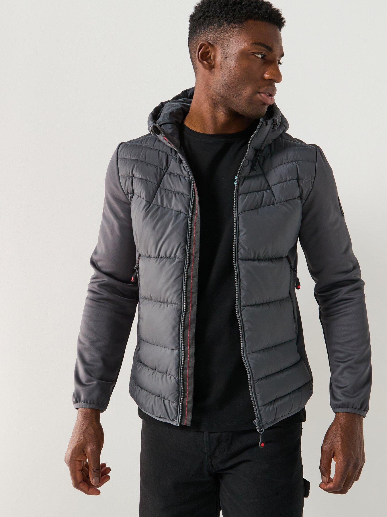  image of zavetti-canada-lazino-hybrid-logo-padded-jacket-dark-grey