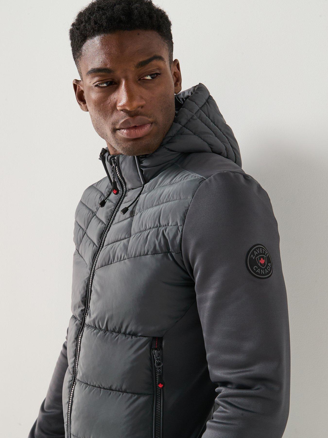  image of zavetti-canada-lazino-hybrid-logo-padded-jacket-dark-grey