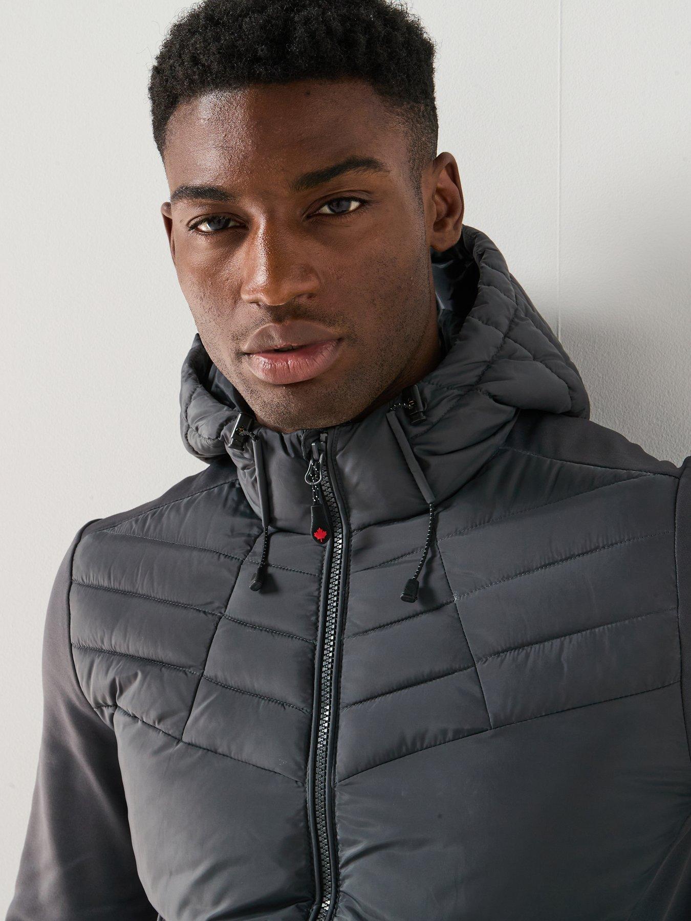  image of zavetti-canada-lazino-hybrid-logo-padded-jacket-dark-grey