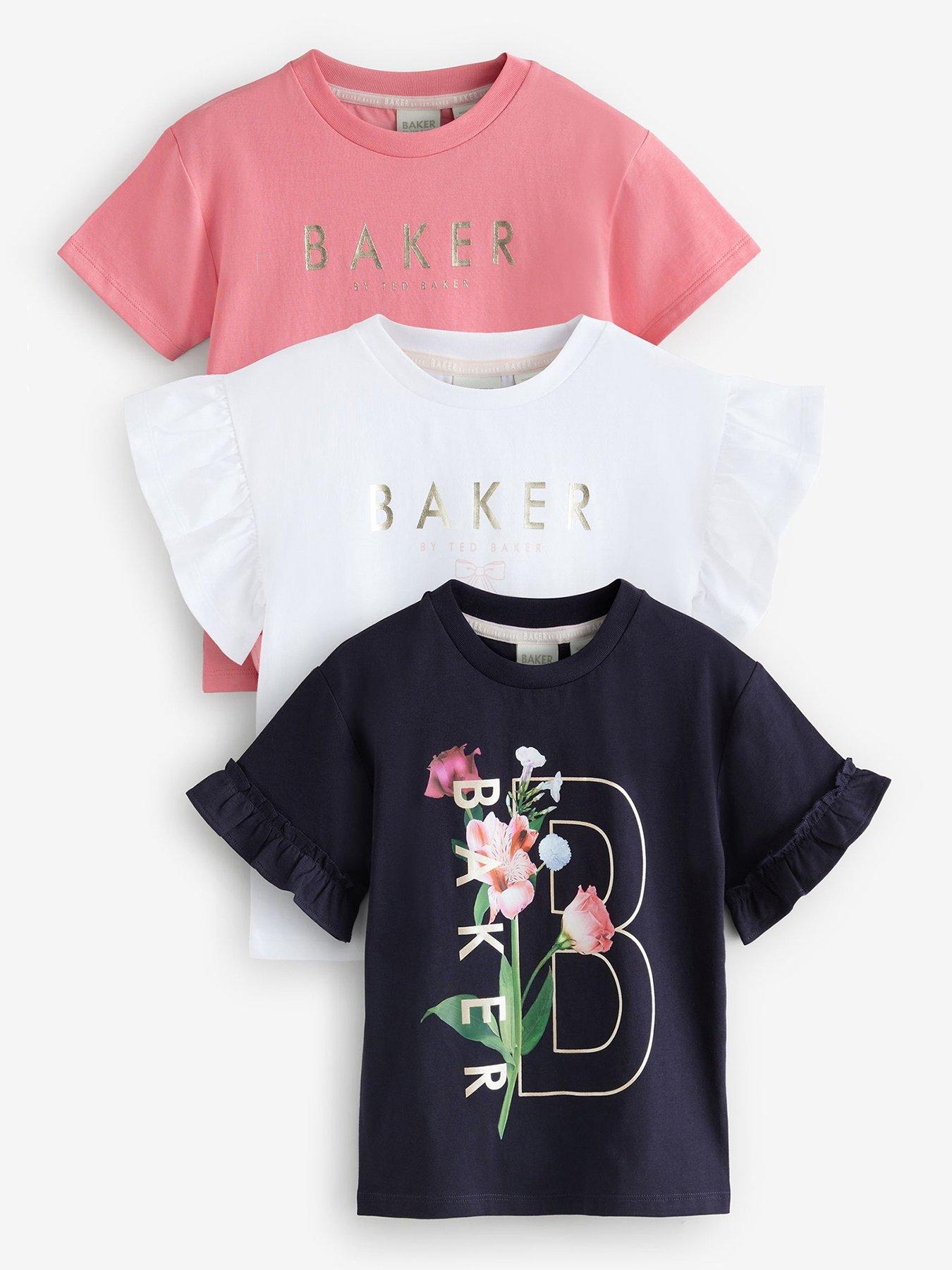 undefined Younger Girls 3 Pack Frill T-Shirts - Multi