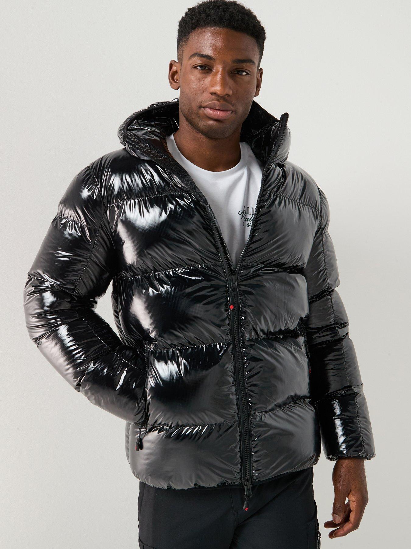  image of zavetti-canada-palzino-high-shine-padded-coat-black