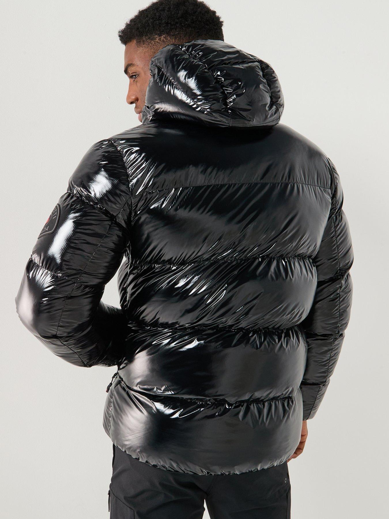 stillFront image of zavetti-canada-palzino-high-shine-padded-coat-black