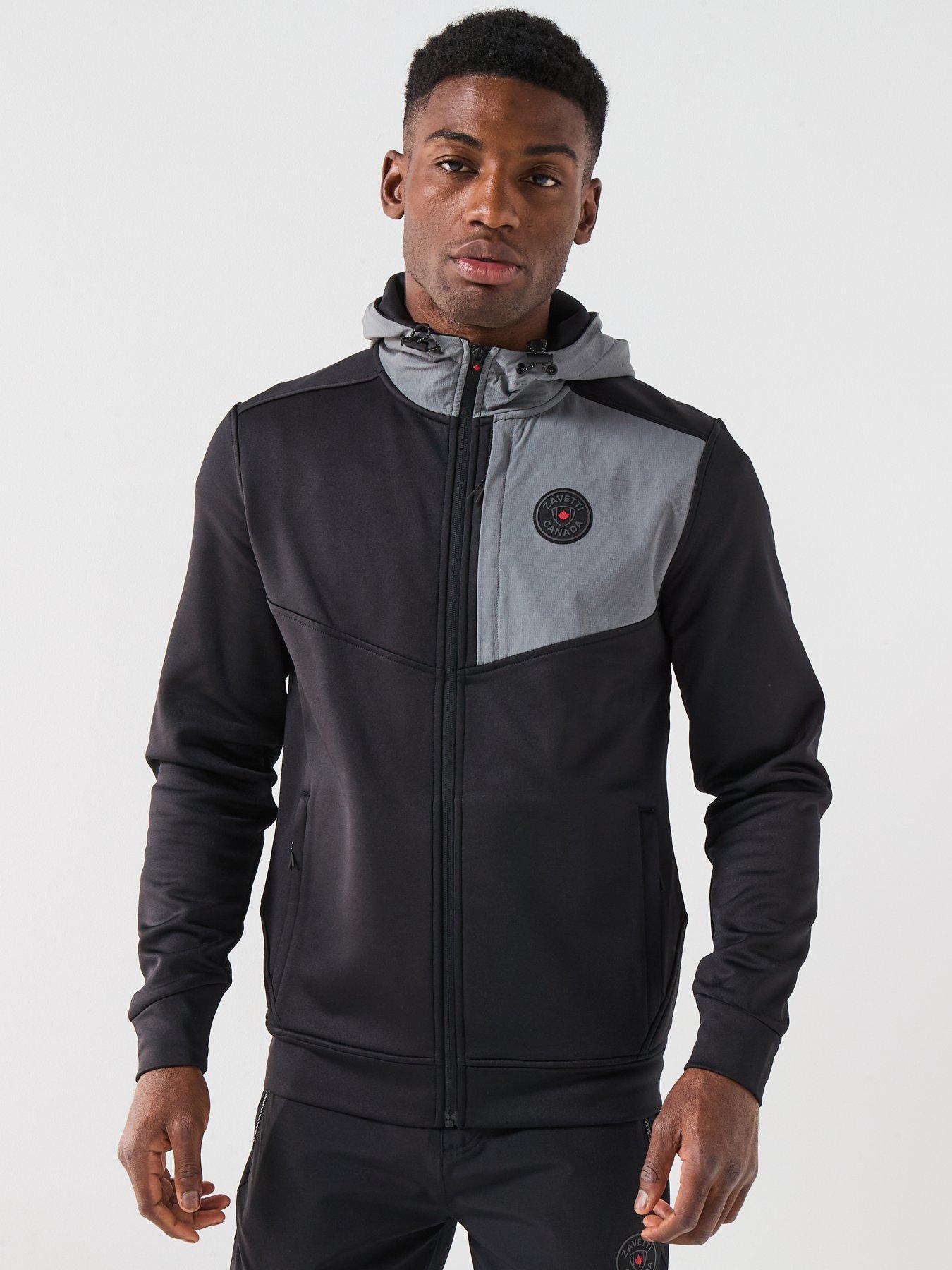 undefined Ronia Zip Through Rubberised Logo Panelled Hoodie - Black