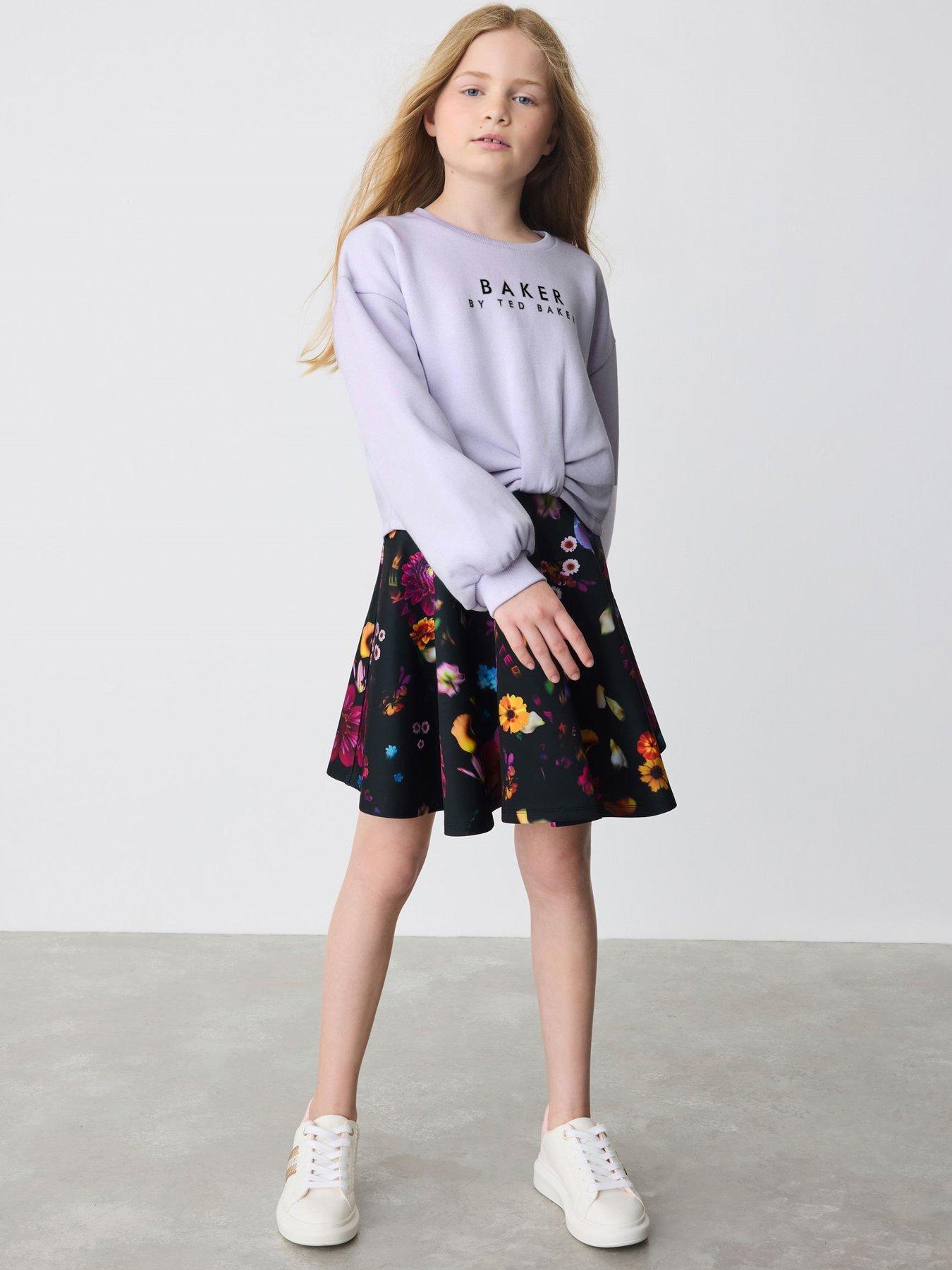 undefined Girl Scuba Skirt Set - Purple