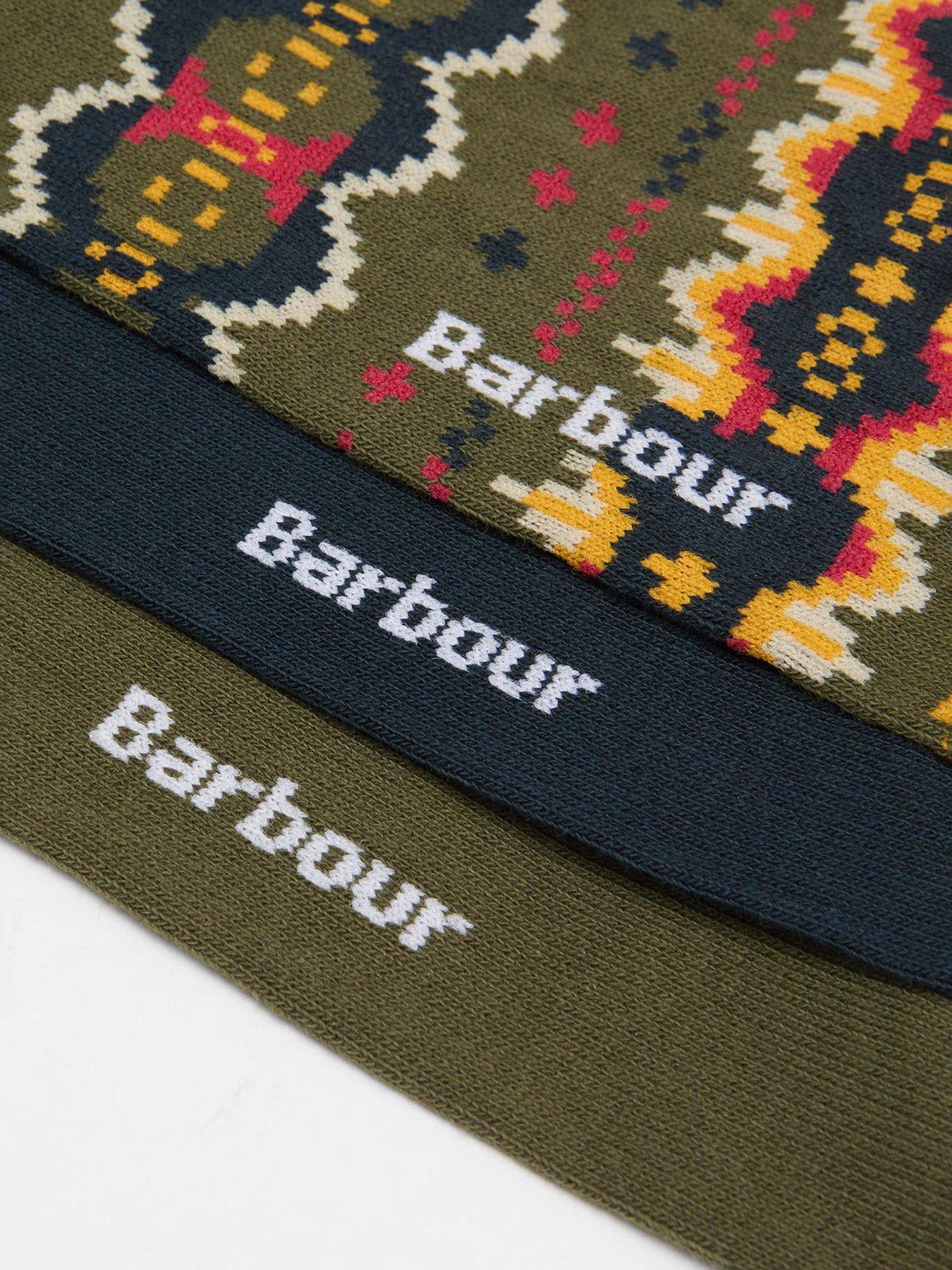  image of barbour-case-fairisle-sock-gift-set-green-multi