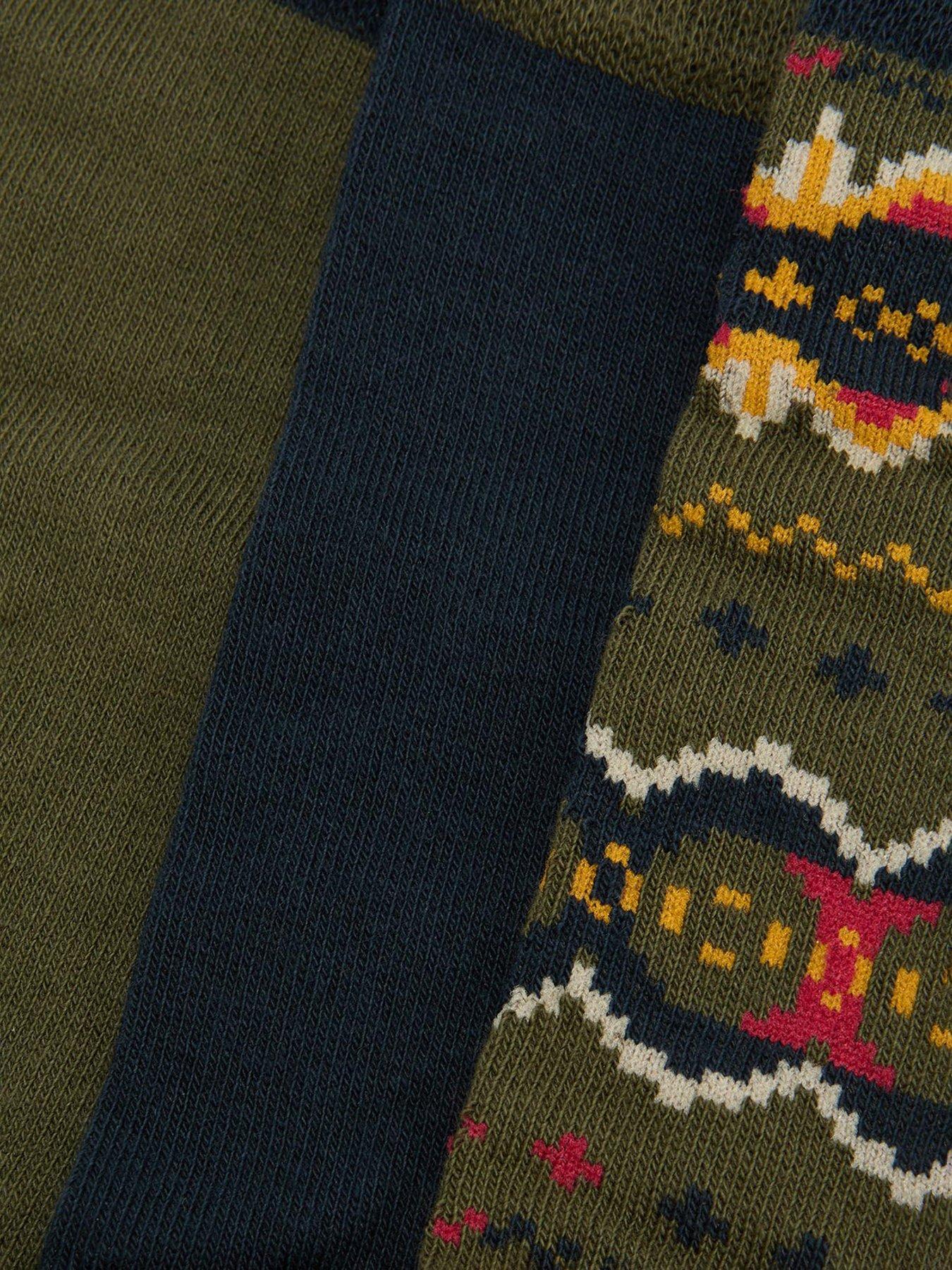  image of barbour-case-fairisle-sock-gift-set-green-multi