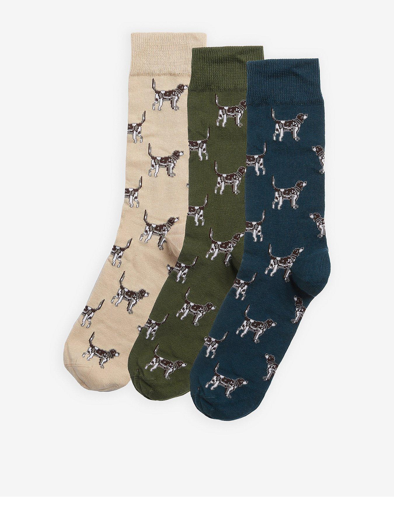 Barbour Pointer Dog Socks Gift Set - Khaki
