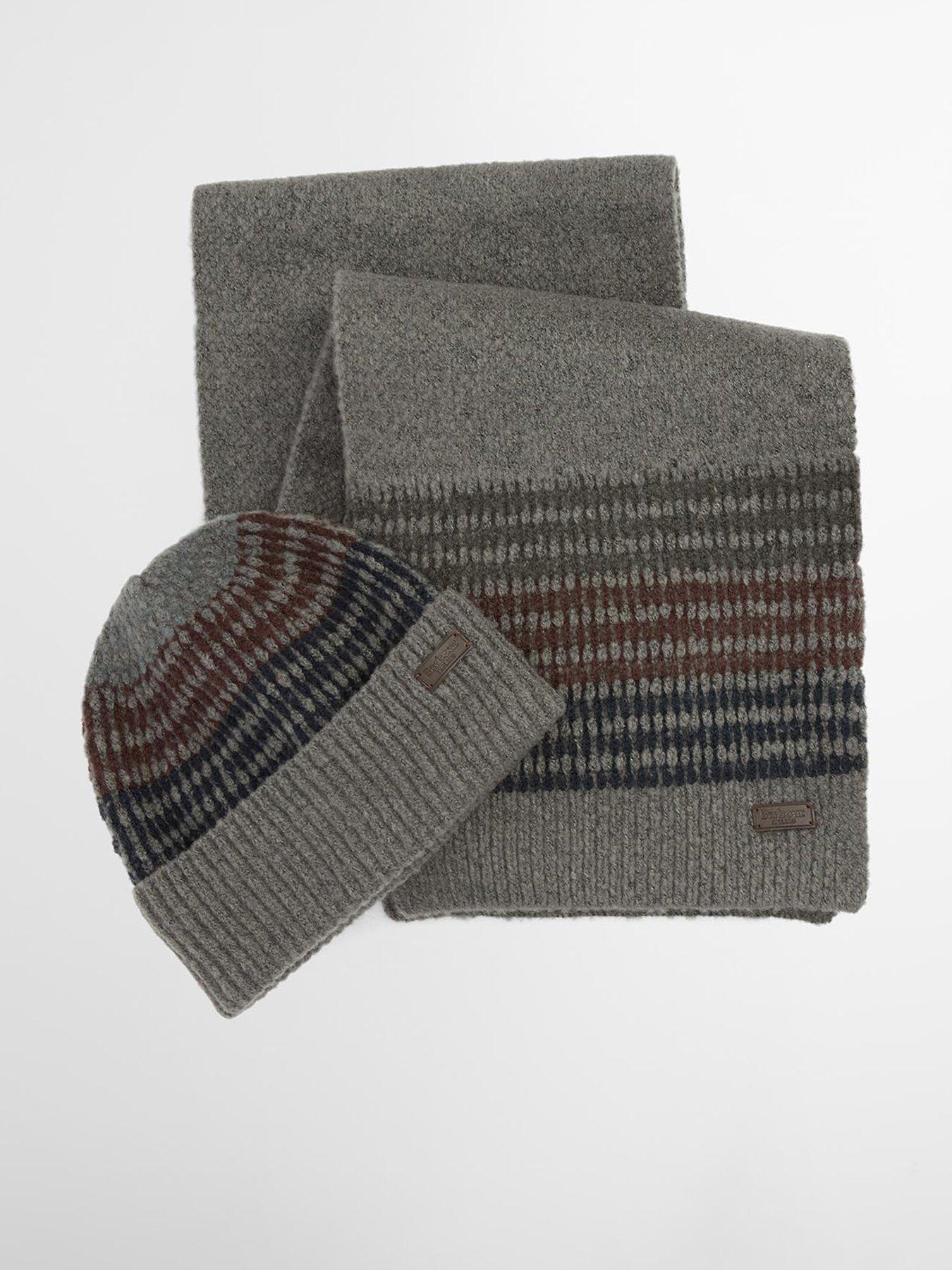 Barbour Branton Knitted Beanie  &  Scarf Gift Set - Brown