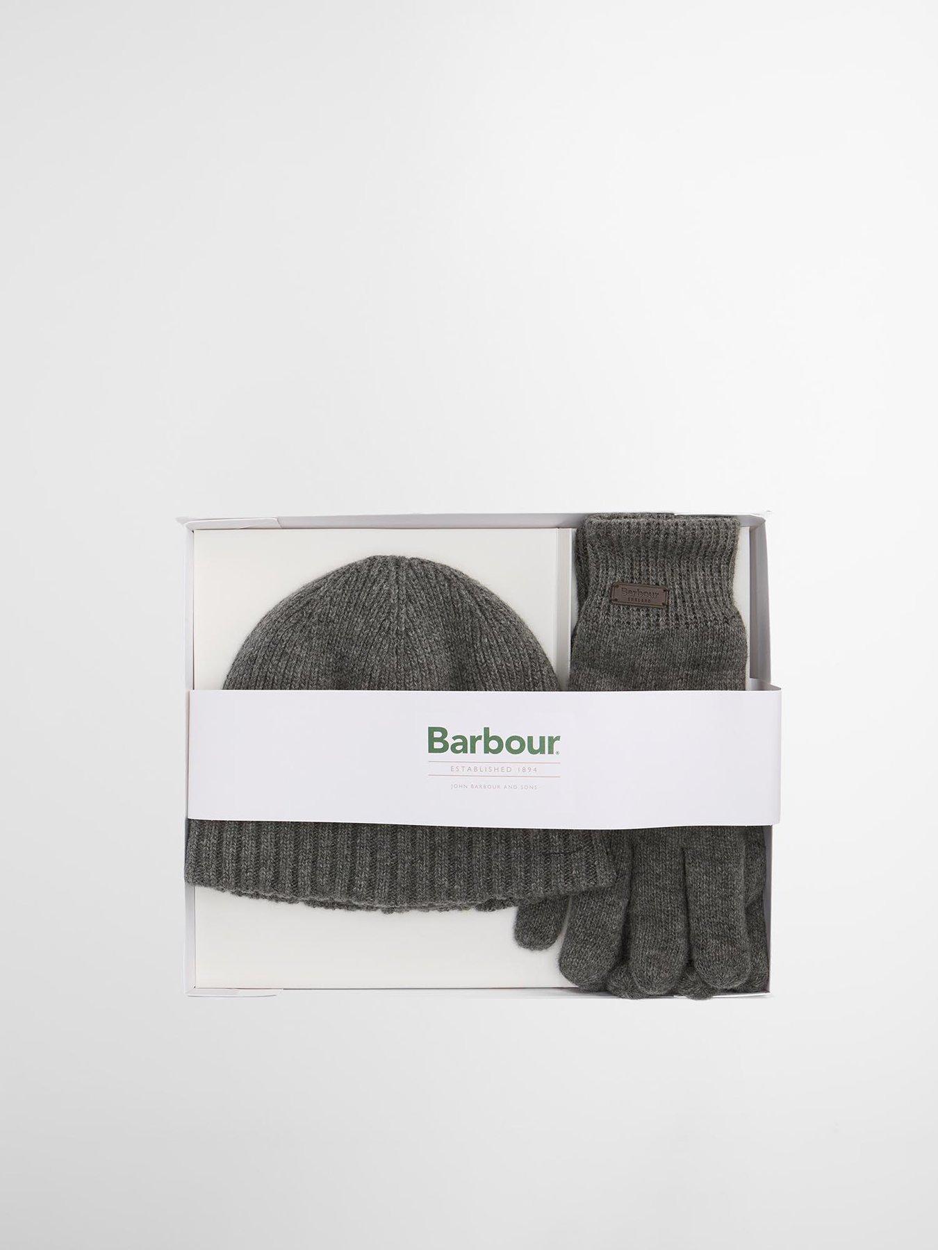 Image 3 of 4 of Barbour Carlton Knitted Beanie &amp; Gloves Gift Set - Grey