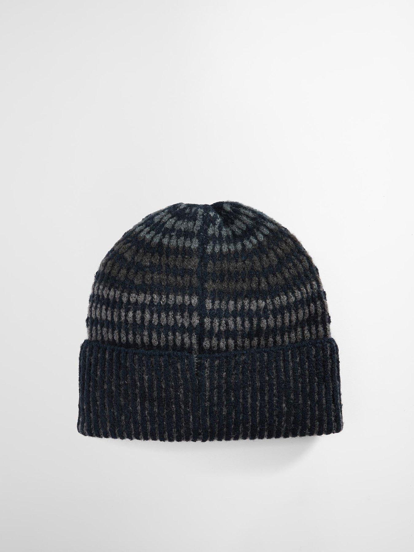  image of barbour-harray-knitted-beanie-hat-navy