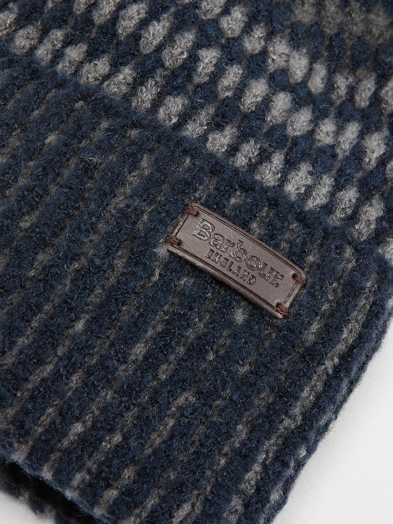  image of barbour-harray-knitted-beanie-hat-navy
