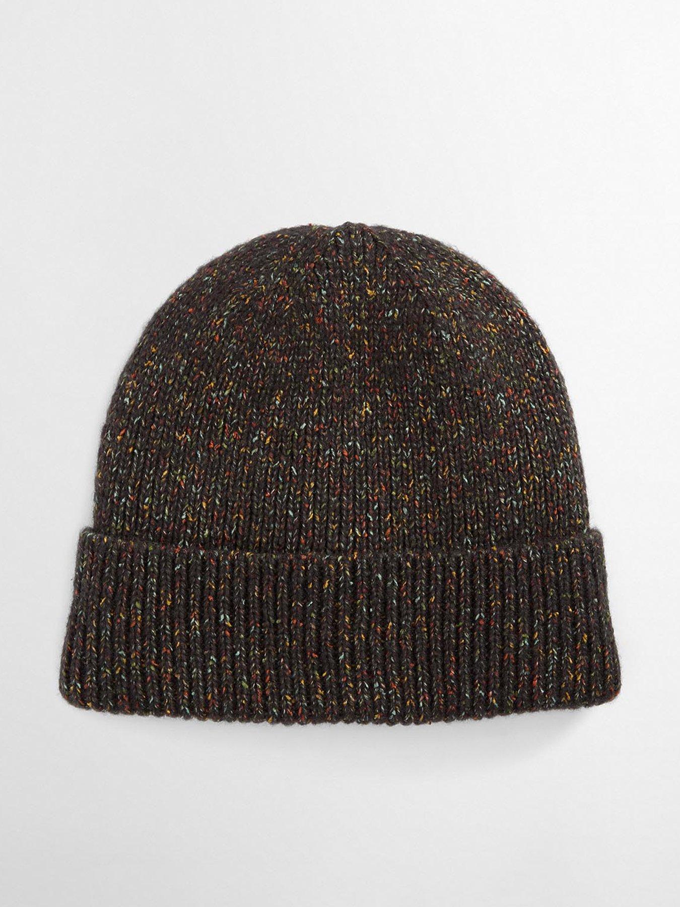 front image of barbour-eston-stamp-logo-beanie-hat-dark-green