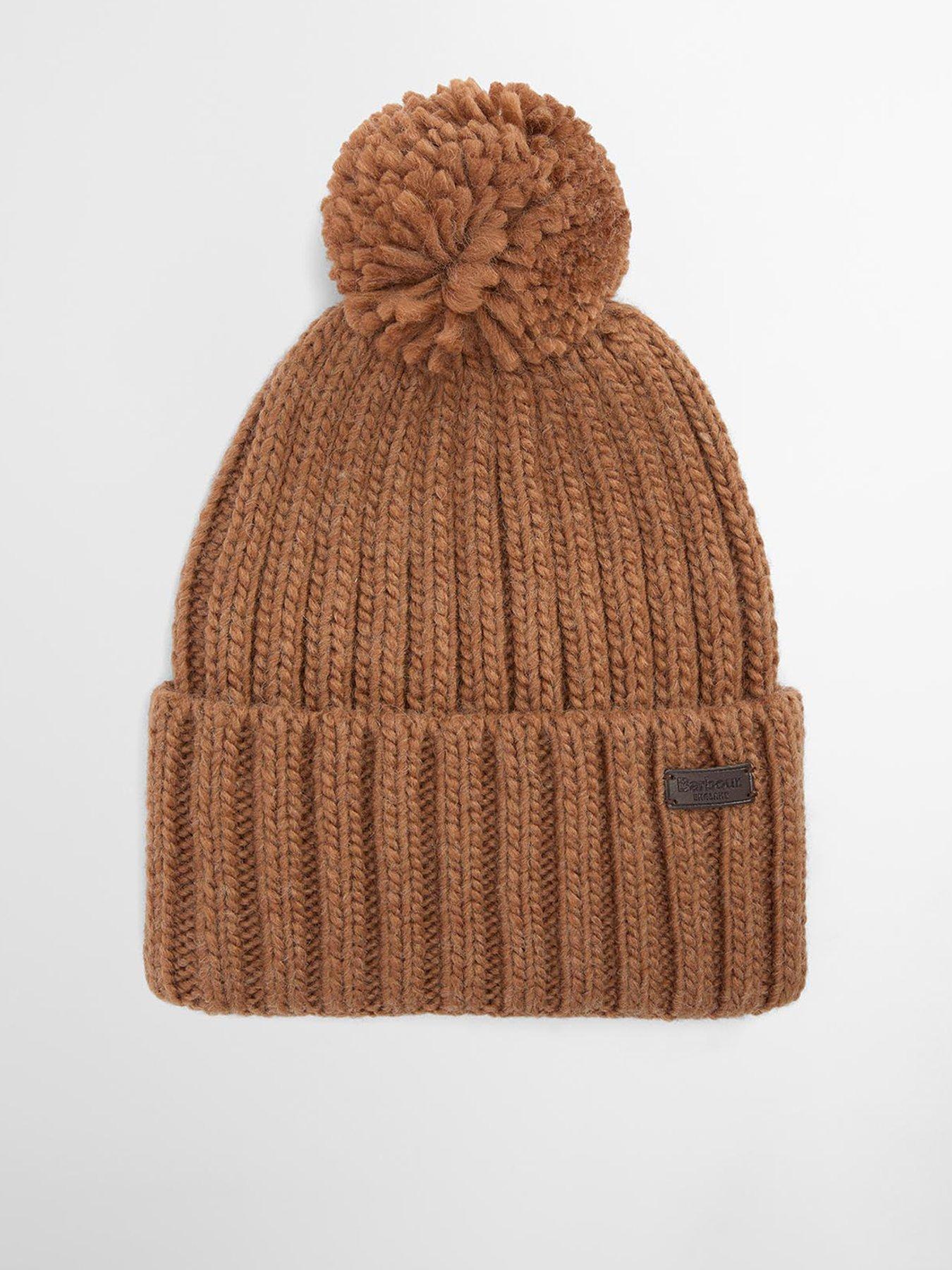 Image 1 of 4 of Barbour Kelson Pom Knitted Beanie Hat - Brown