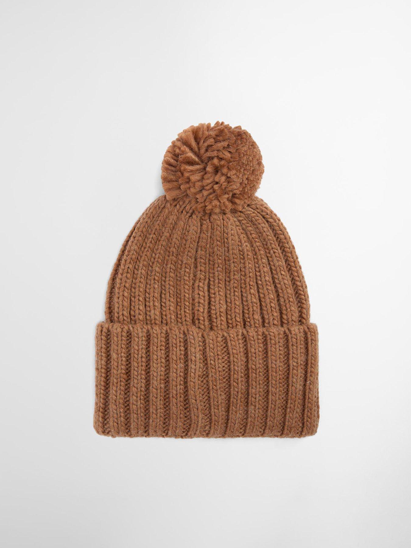 Image 2 of 4 of Barbour Kelson Pom Knitted Beanie Hat - Brown