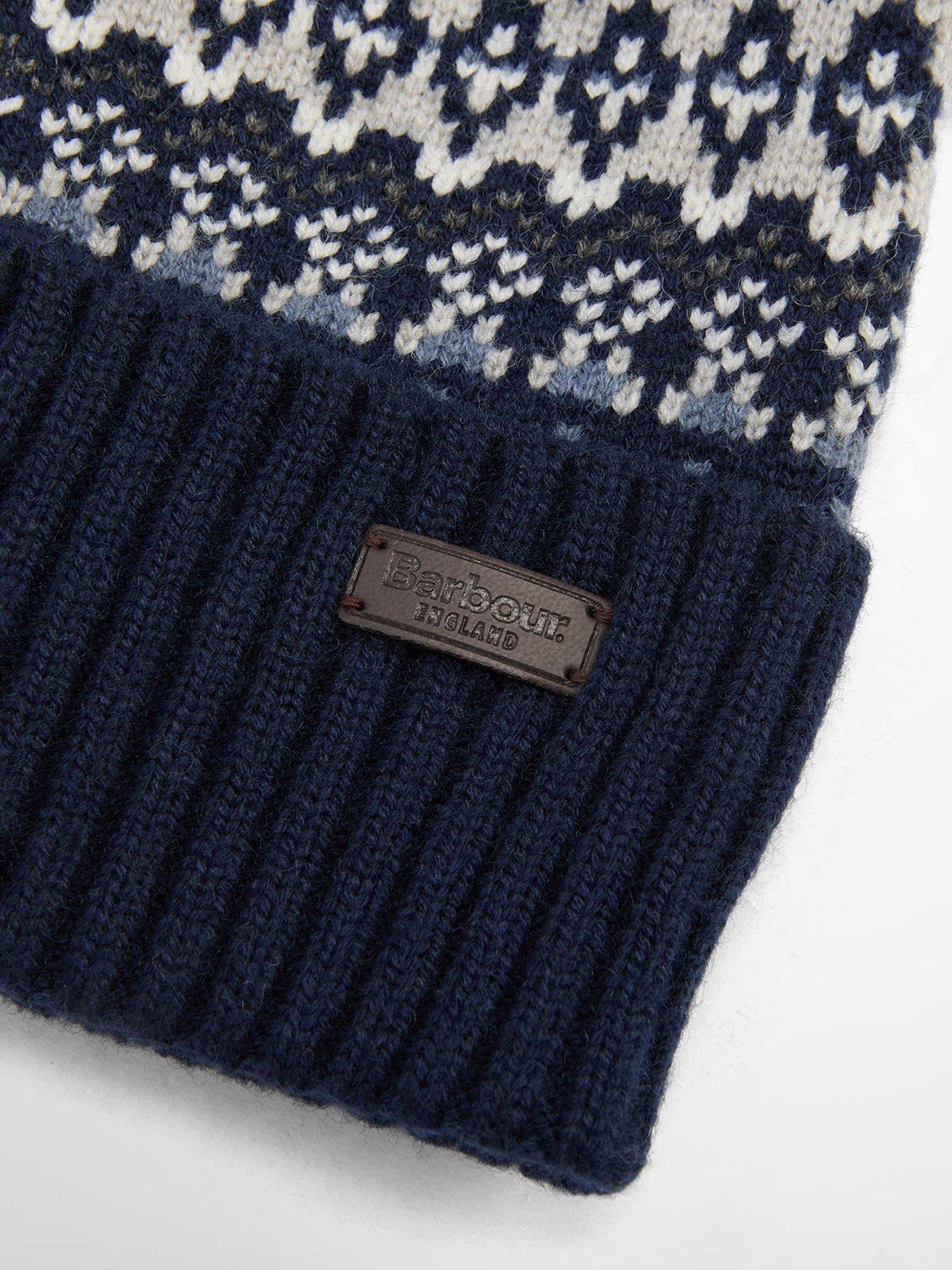 Image 3 of 4 of Barbour Marlow Fair Isle Pom Beanie Hat - Navy
