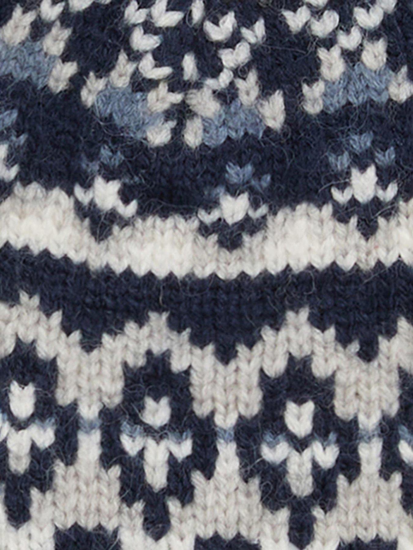 Image 4 of 4 of Barbour Marlow Fair Isle Pom Beanie Hat - Navy