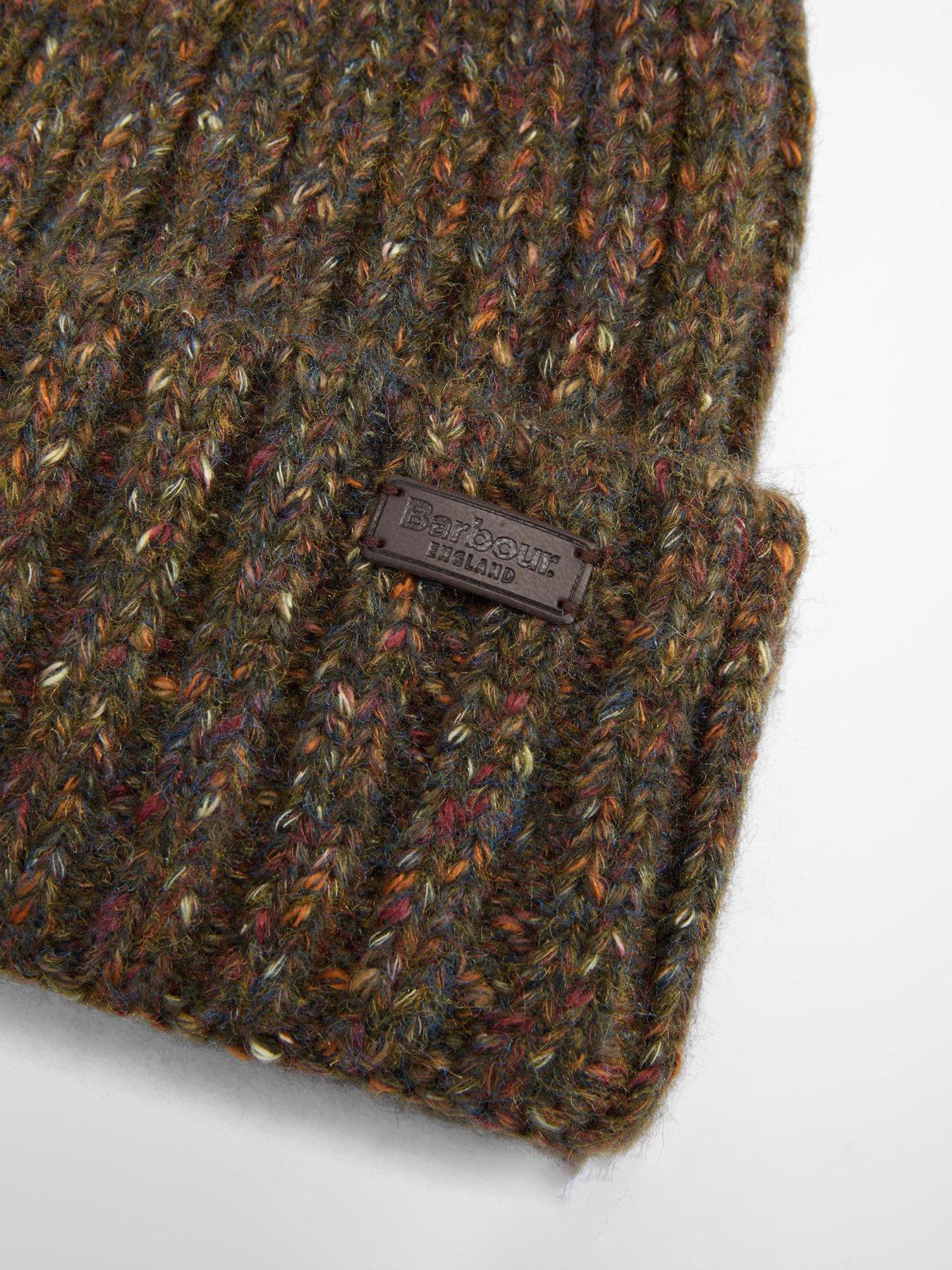  image of barbour-kelson-fleck-pom-beanie-hat-khaki